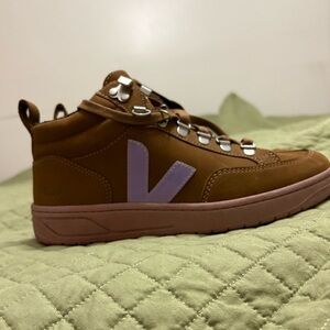Veja Brown and Black High-Top Sneakers